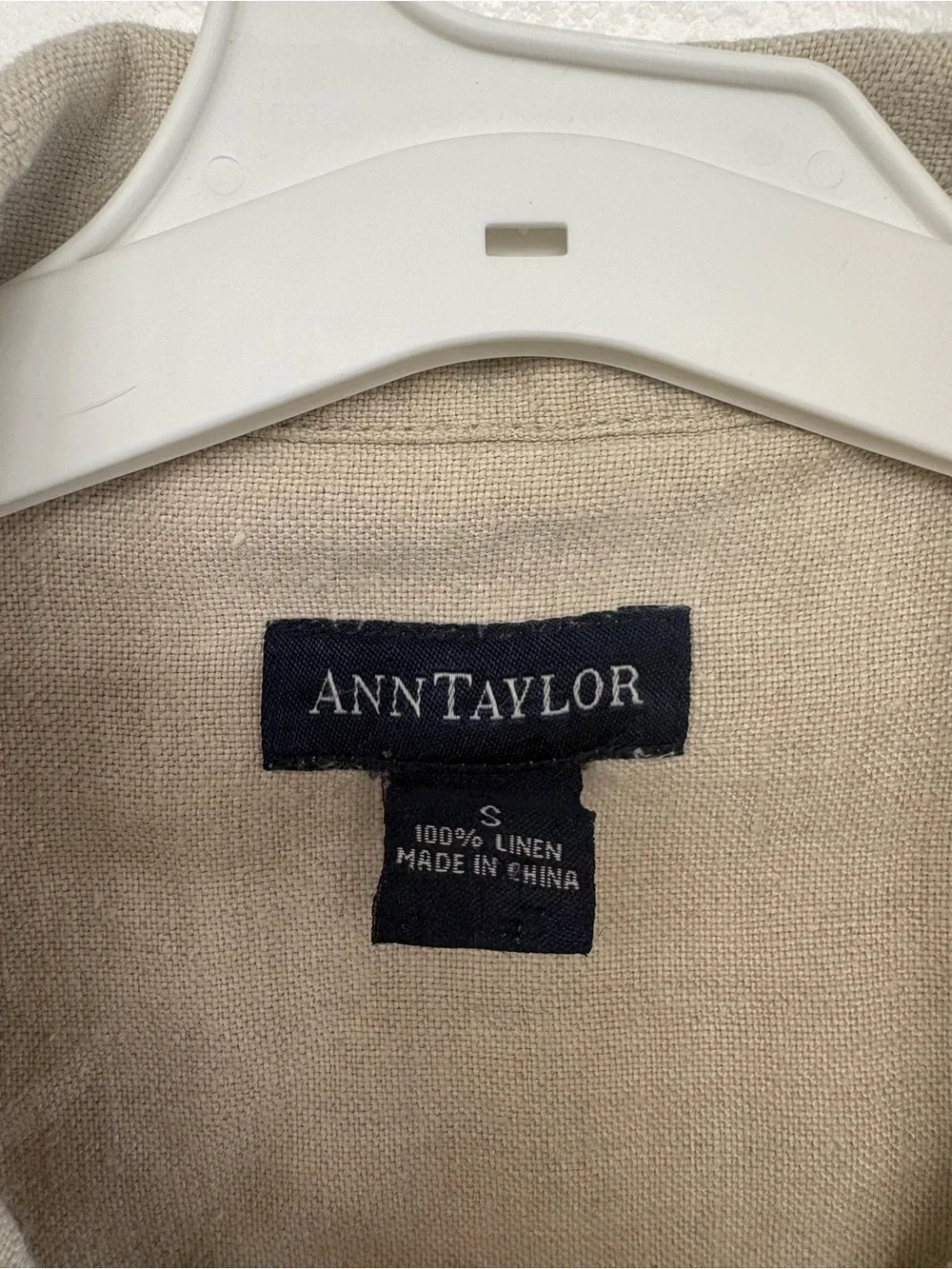 Ann Taylor Light Cream Denim Jacket with Pocket Flaps